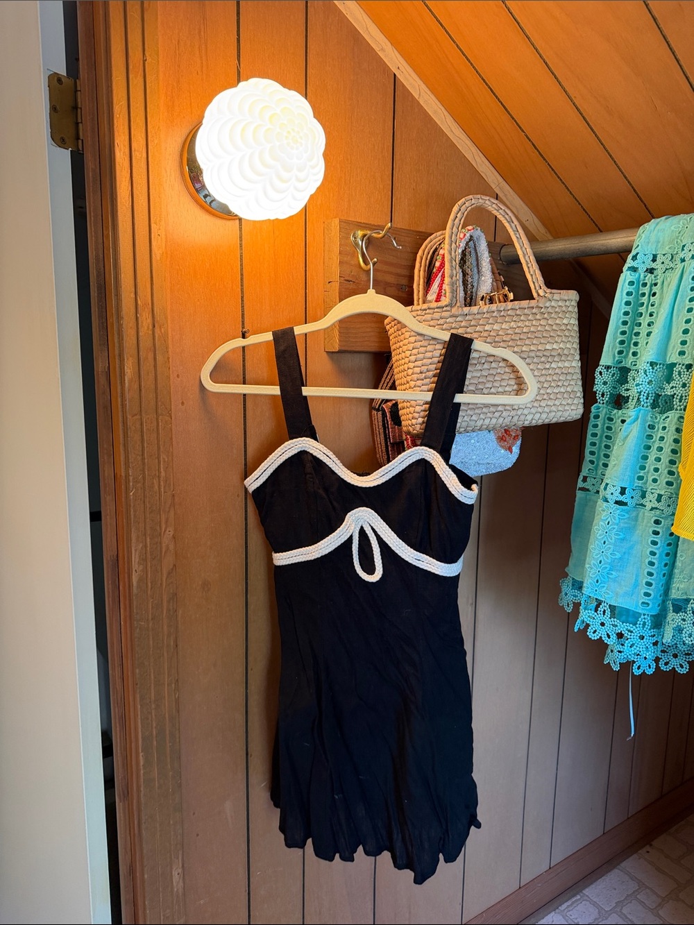 Black Mini Dress with White Trim - Classic Contrast Sundress